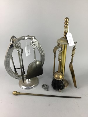 Lot 361 - A BRASS FIRE COMPANION AND OTHER ITEMS