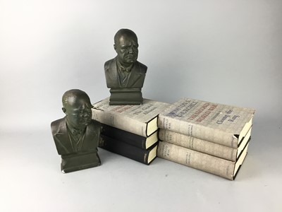 Lot 364 - A PAIR OF PLASTER BUSTS OF CHURCHILL ALONG WITH CHURCHILL'S WWII