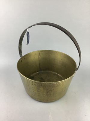 Lot 366 - A BRASS JELLY PAN AND OTHER BRASSWARE