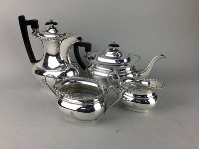 Lot 370 - A SILVER PLATED THREE PIECE TEA SERVICE ALONG WITH OTHER PLATE