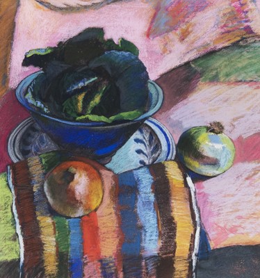 Lot 516 - FRUIT AND VEG, A PASTEL BY CAROL MOORE