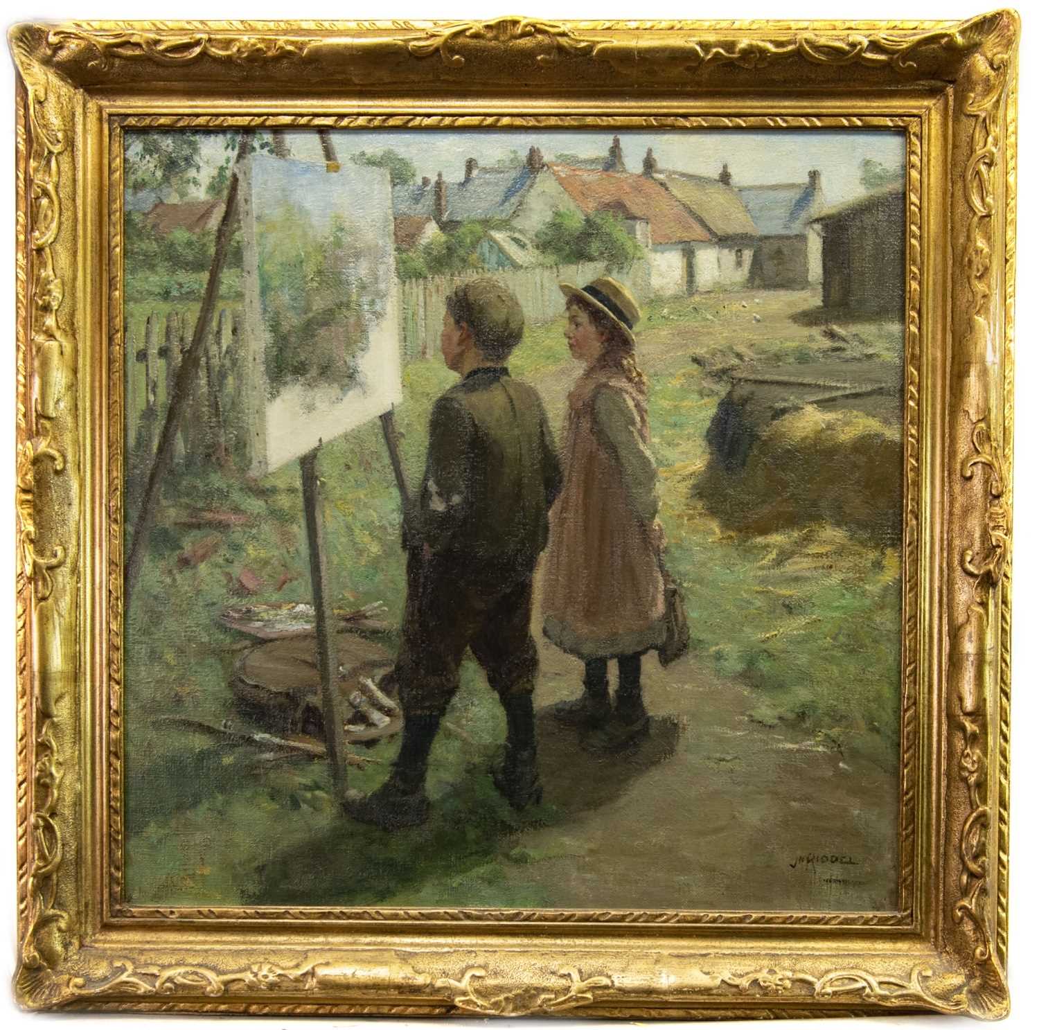 Lot 23 - THE YOUNG ART CRITICS, AN OIL BY JAMES RIDDEL