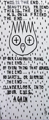 Lot 633 - THE END, LYRICS BY 'THE DOORS' PAINTED ON A FULL SIZE DOOR BY DSCREET