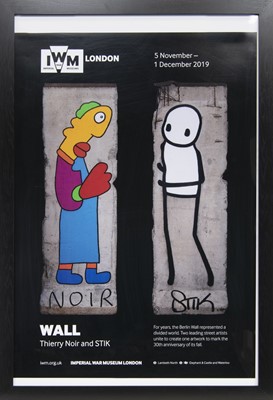 Lot 639 - PROMOTIONAL POSTER FOR WALL EXHIBITION, SIGNED BY STIK AND THIERRY NOIR