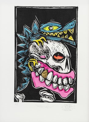 Lot 641 - PUNK CROCK, A LINOCUT BY STREET ARTISTS SWEET TOOF AND ROWDY