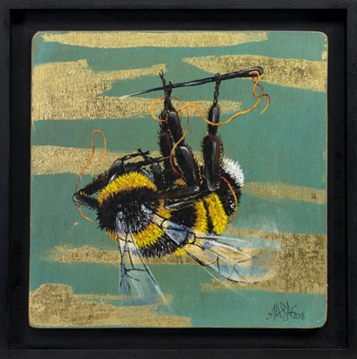 Lot 672 - THE STITCHERS, MIXED MEDIA ON RECLAIMED WOOD