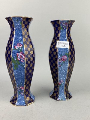 Lot 463 - A PAIR OF FLORAL AND GILT VASES AND OTHER CERAMICS