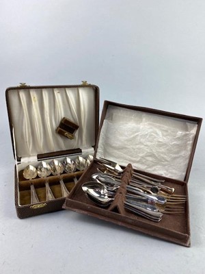 Lot 464 - A SILVER PLATED FRUIT BASKET AND SILVER PLATED CUTLERY