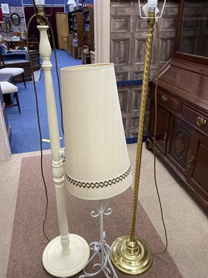 Lot 466 - A BRASS STANDARD LAMP AND TWO OTHER STANDARD LAMPS
