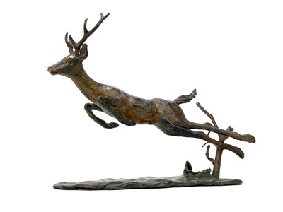 Lot 1429 - LARGE RED STAG, A BRONZE BY MICHAEL SIMPSON