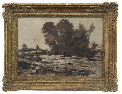 Lot 441 - ROCKY RIVER SCENE, AN OIL BY JAMES BROWN GIBSON