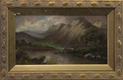 Lot 440 - HIGHLAND SCENE WITH CATTLE, AN OIL