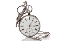 Lot 142 - GENTLEMAN'S STERLING SILVER OPEN FACE FUSEE...