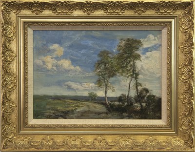 Lot 428 - LANDSCAPE WITH TREES, AN OIL BY ROBERT STEVENSON