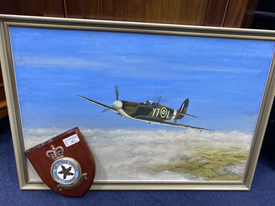 Lot 39 - AN OIL PAINTING OF AN RAF PLANE BY H.R. MITCHELL