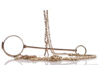 Lot 143 - NINE CARAT GOLD GUARD CHAIN the clasp and...