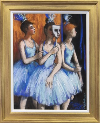 Lot 565 - SHOWTIME, A CRAYON AND PASTEL BY MARY GALLAGHER