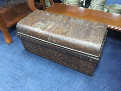 Lot 56 - A VINTAGE LACQUERED METAL TRUNK