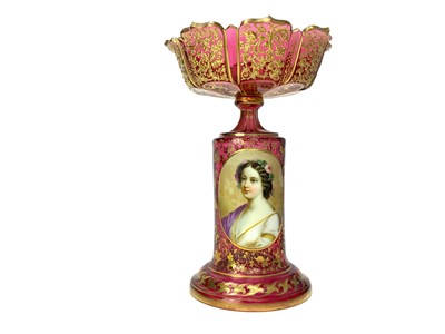 Lot 1028 - A LATE 19TH CENTURY BOHEMIAN GLASS CENTREPIECE