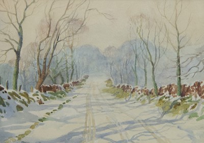 Lot 422 - WOODED WINTER SCENE, A WATERCOLOUR BY FRANCIS PATRICK MARTIN