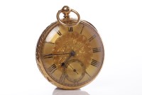 Lot 161 - VICTORIAN EIGHTEEN CARAT GOLD OPEN FACE FUSEE...