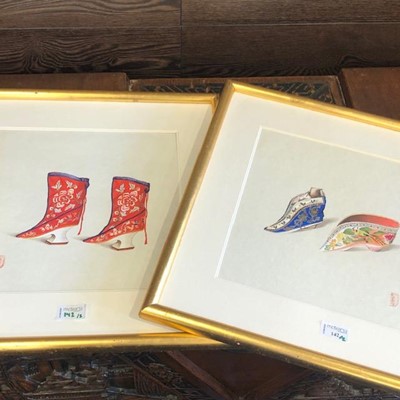 Lot 142 - A PAIR OF GOUACHES DEPICTING CHINESE FOOTWEAR