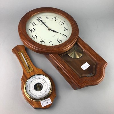 Lot 222 - A MODERN WALL CLOCK, A BAROMETER AND A MODERN PRINT