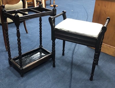 Lot 158 - AN OCCASIONAL TABLE, STICK STAND AND A PIANO STOOL