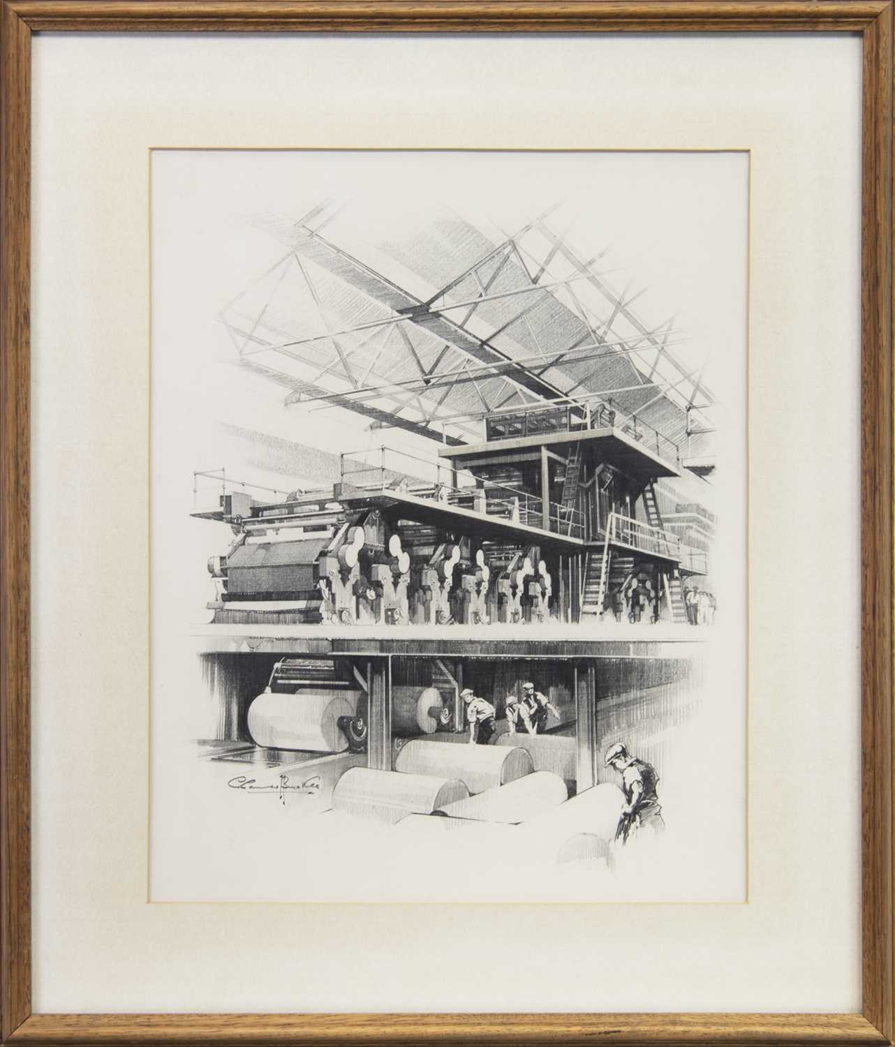Lot 566 - INDUSTRIAL SCENE I, A PENCIL ON PAPER BY CLAUDE BUCKLEY