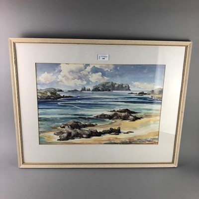 Lot 188 - BOSTADH BEACH, ISLE OF LEWIS, A WATERCOLOUR BY WILLIAM F CHALMERS