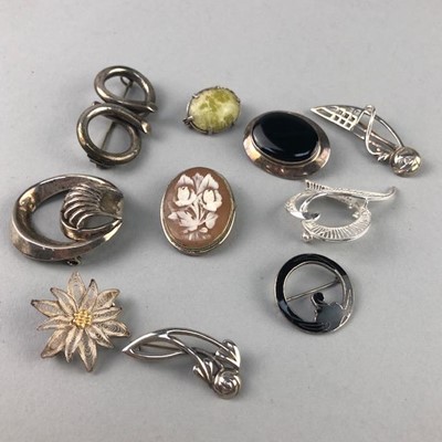 Lot 237 - A LOT OF TEN VINTAGE SILVER BROOCHES