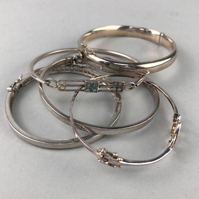 Lot 239 - A LOT OF FIVE SILVER BANGLES