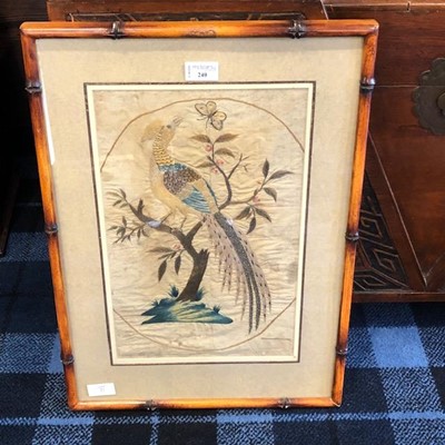 Lot 240 - A CHINESE EMBROIDERED SILK NEEDLEWORK PANEL