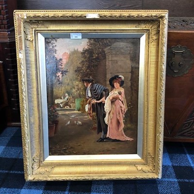 Lot 241 - A VICTORIAN OIL PAINTING - THE ELOPEMENT