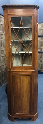 Lot 268 - A 19TH CENTURY MAHOGANY TWO STAGE CORNER CUPBOARD