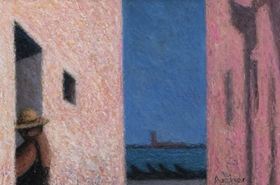 Lot 568 - PASSAGE TO THE LAGOON, AN OIL PASTEL BY PHILIP ARCHER