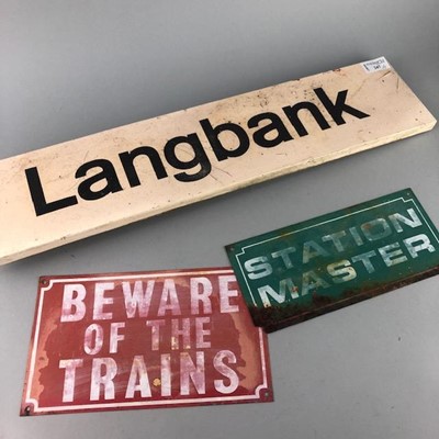 Lot 247 - A STATION SIGN FOR LANGBANK AND TWO OTHERS