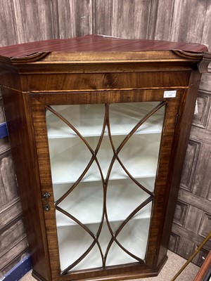 Lot 329 - A MAHOGANY CORNER CUPBOARD