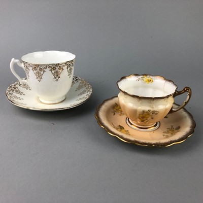 Lot 350 - A MAYFAIR FLORAL AND GILT PART TEA SERVICE AND ANOTHER