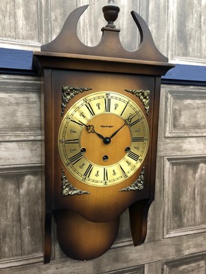 Lot 397 - A 20TH CENTURY CHIMING WALL CLOCK BY KIENINGER