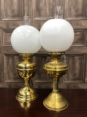 Lot 399 - A LOT OF TWO BRASS ELECTRIC TABLE LAMPS