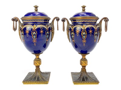 Lot 1036 - A PAIR OF VICTORIAN GARNITURE VASES