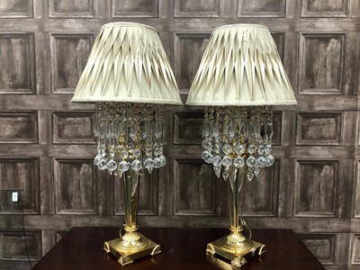 Lot 408 - A PAIR OF BRASS ELECTRIC TABLE LAMPS