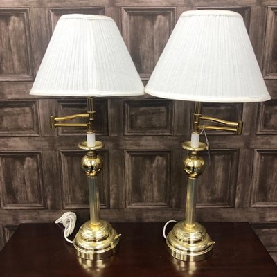 Lot 411 - A PAIR OF MODERN BRASS TABLE LAMPS