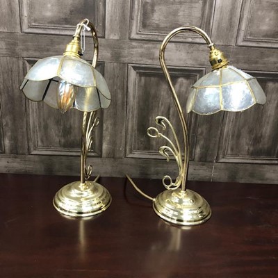 Lot 427 - A PAIR OF BRASS ELECTRIC TABLE LAMPS