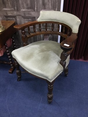 Lot 380 - A 20TH CENTURY OAK FRAMED CAPTAIN'S CHAIR