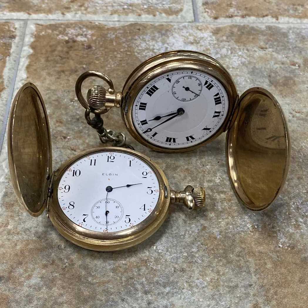 Lot 1 - A LOT OF TWO GOLD PLATED POCKET WATCHES