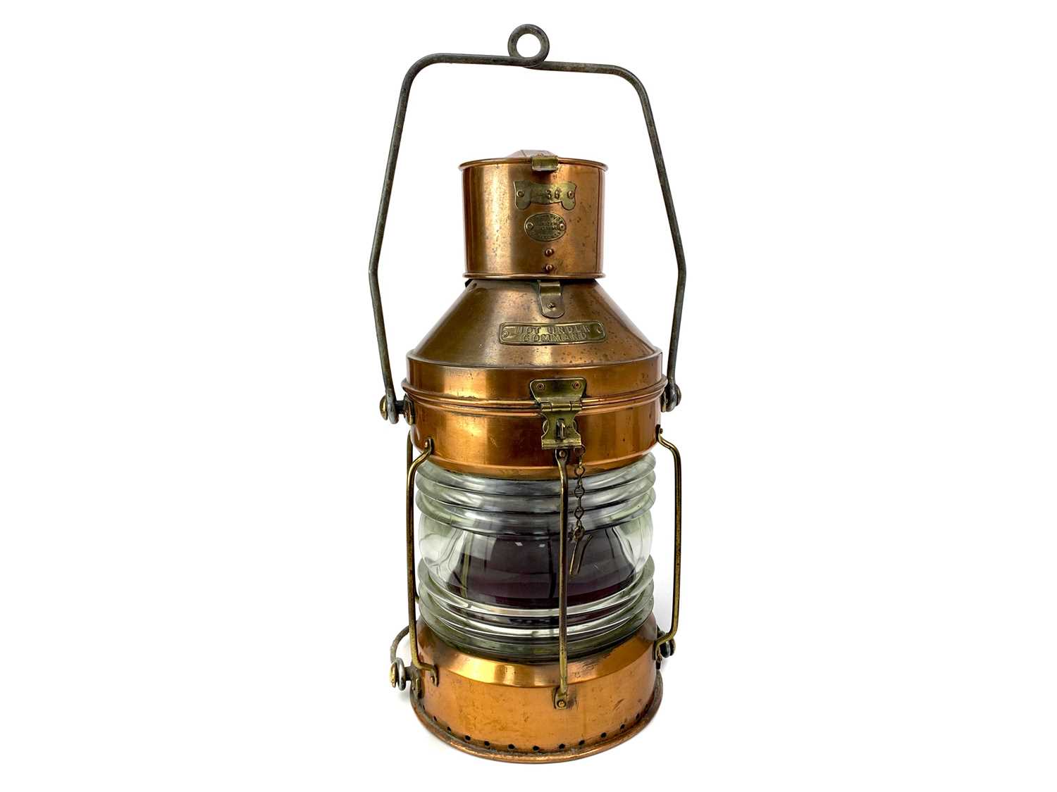 Lot 1602 - A SHIP'S COPPER 'NOT UNDER COMMAND' LAMP BY R.C. MURRAY