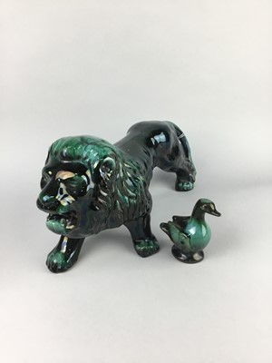 Lot 389 - A BLUE MOUNTAIN FIGURE OF A LION AND THREE OTHERS