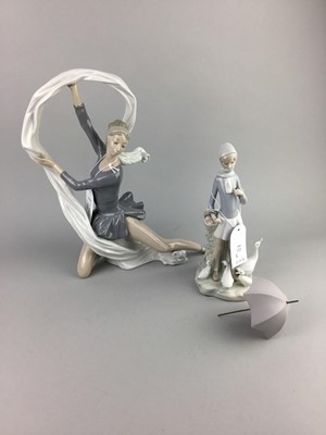 Lot 432 - A LLADRO FIGURE GROUP AND LLADRO BELLS, ALONG WITH A NAO FIGURE